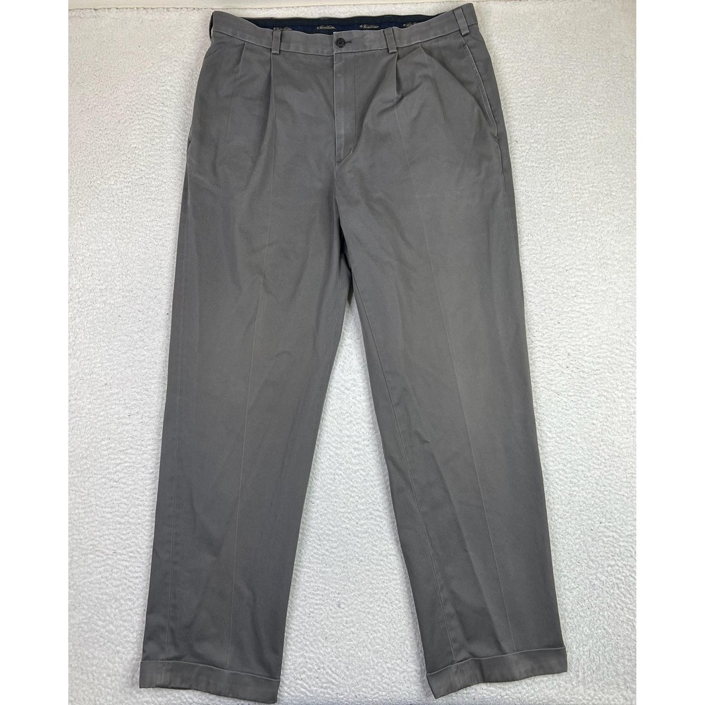 Brooks Brothers Advantage Chino Mens 38x34 Gray Pleated Straight Elliot Pants
